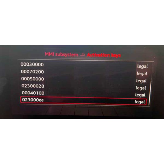 Audi MMI4G MIB2 Europe Lifetime Map Activation Keys. How to add 023000EE activation key