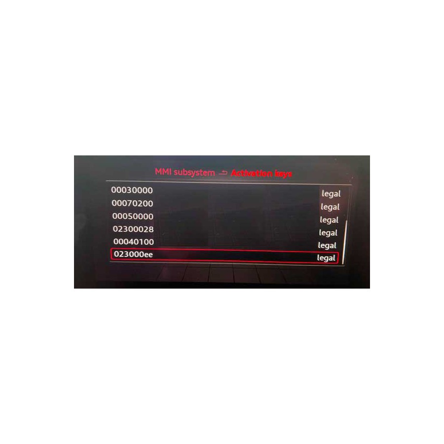 Audi MMI4G MIB2 Europe Lifetime Map Activation Keys. How to add 023000EE activation key