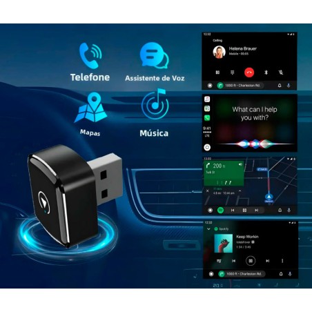 Adaptador sem fios Carplay-Android com ligação USB