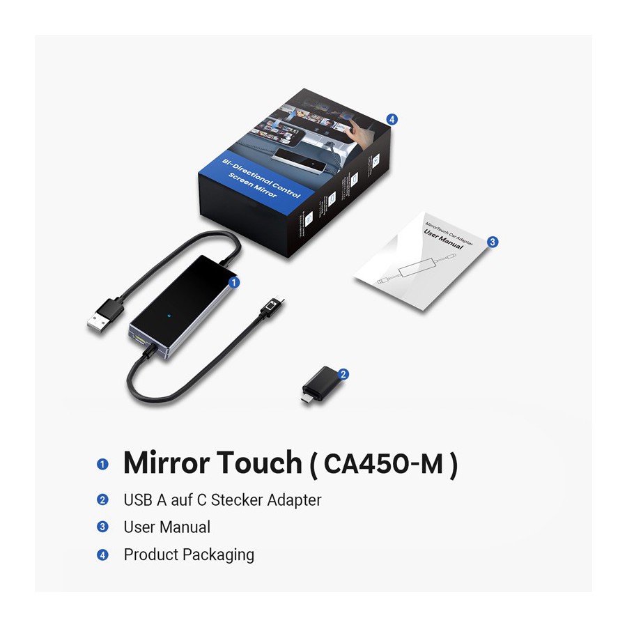 CA450-M Mirror Touch Wireless CarPlay Adapter