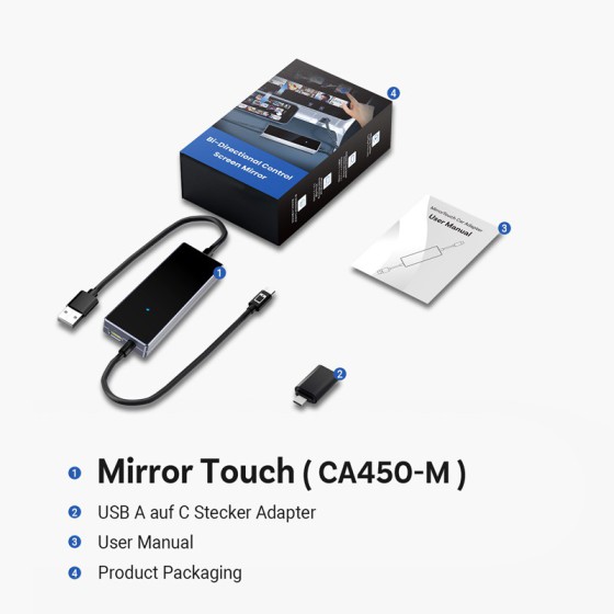 CA450-M Mirror Touch Wireless CarPlay Adapter