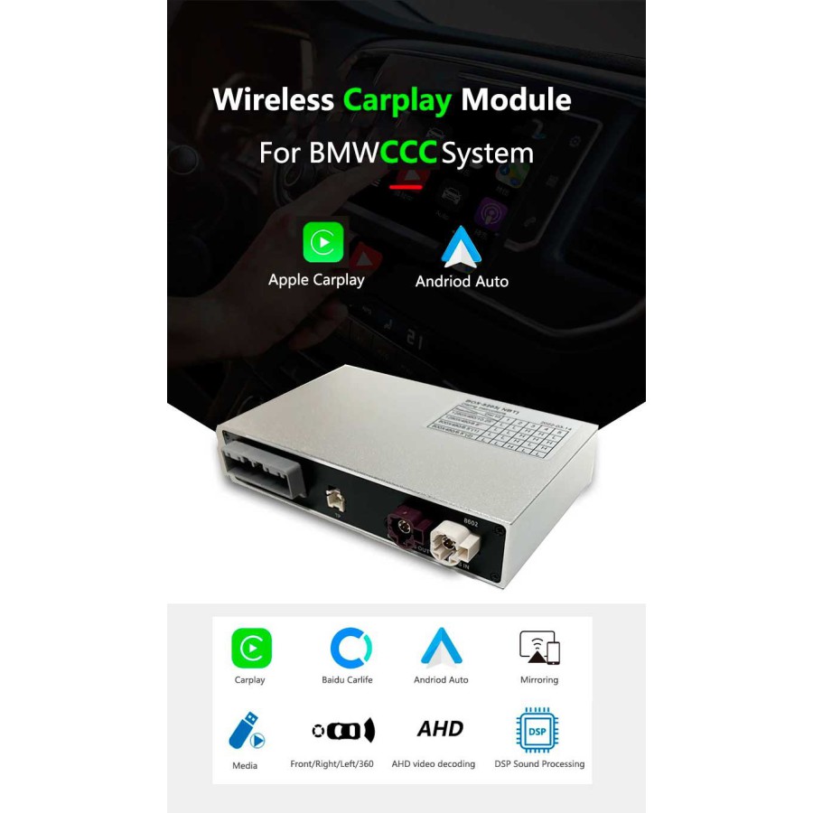 BMW CCC Decoder Carplay Android Auto Interfaccia Multimediale Wireless