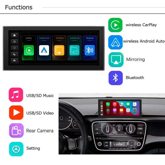 CarPlay Android Auto Pantalla 8.8" Portátil