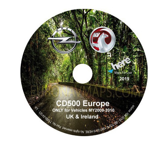 update navigation cd opel vauxhall cd500 UK & Ireland my2009_my2010