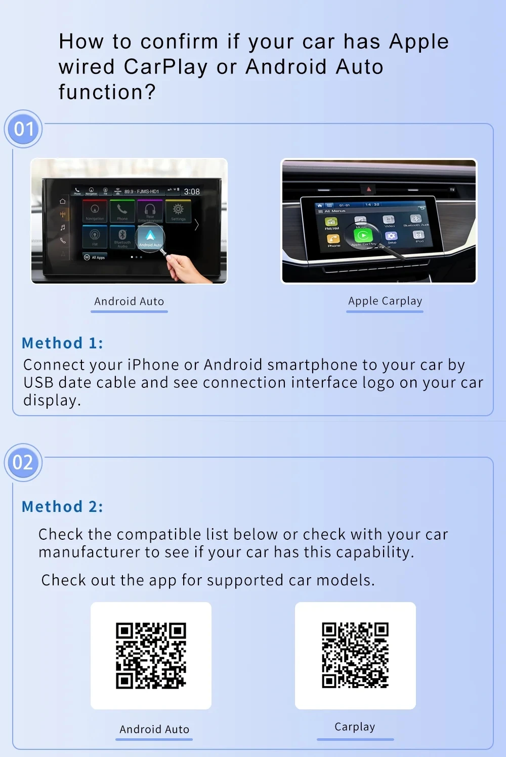 2-in-1 Wireless CarPlay Adapter for Android iPhone, Wired to Wireless CarPlay Box, USB Connection
