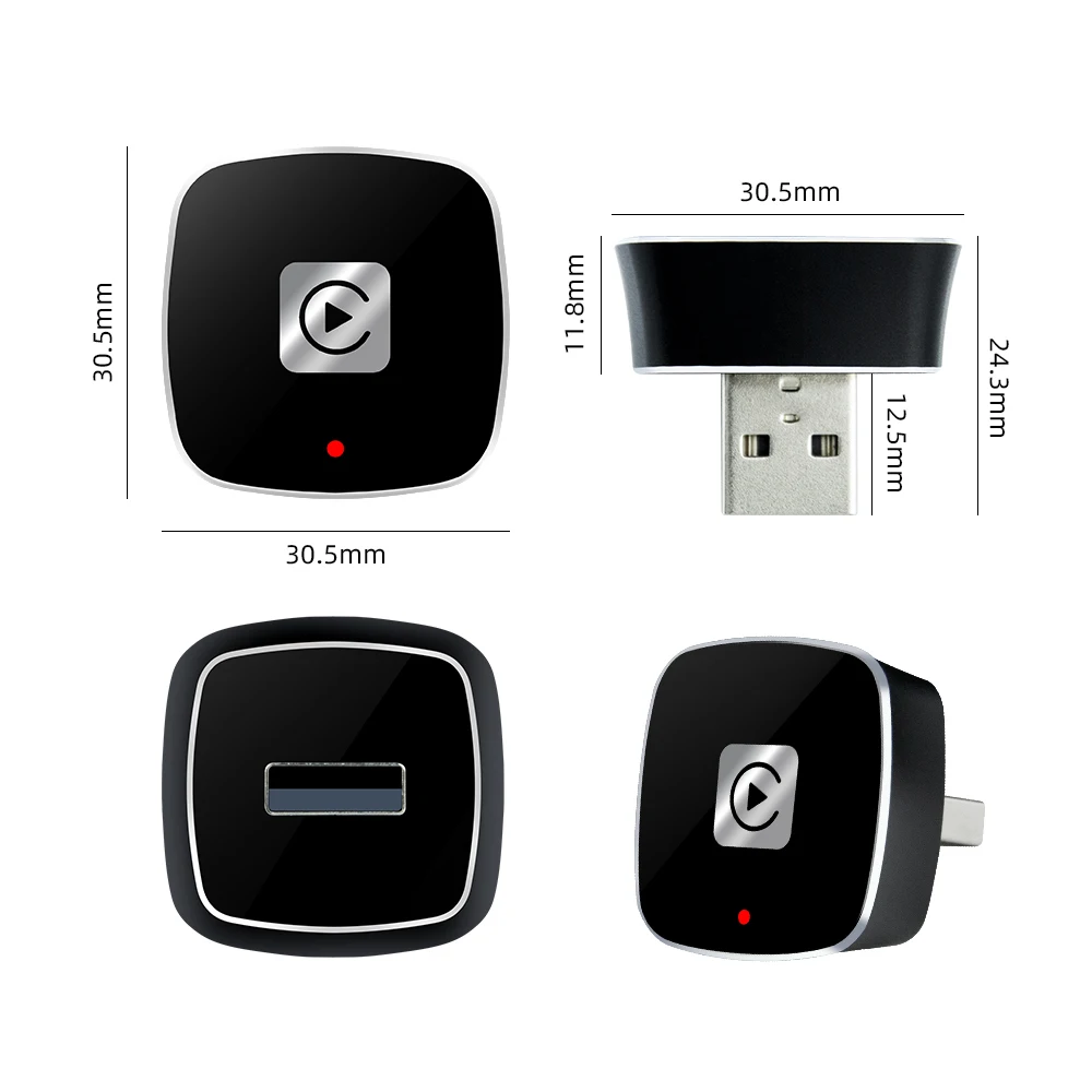 2-in-1 Wireless CarPlay Adapter for Android iPhone, Wired to Wireless CarPlay Box, USB Connection