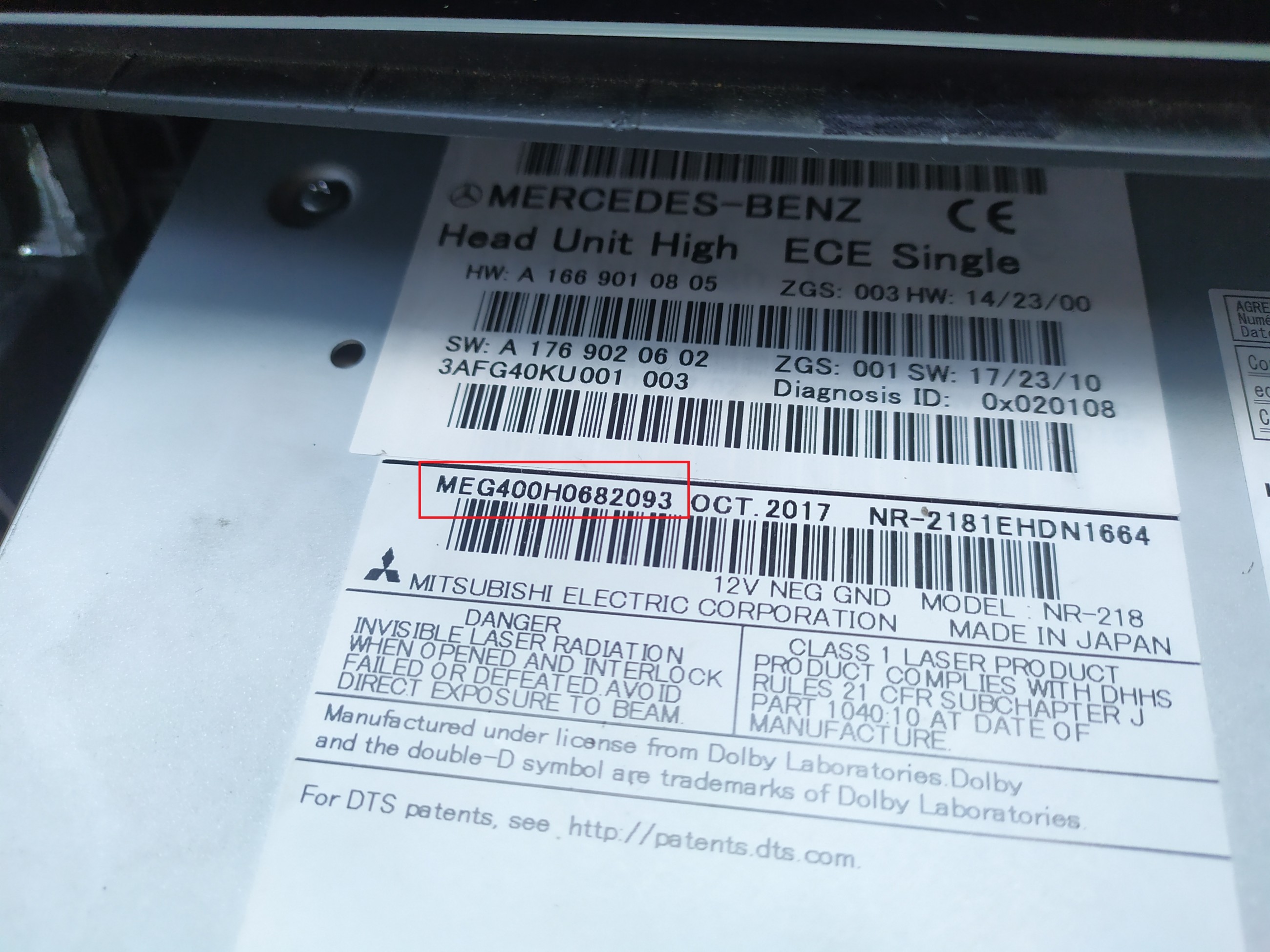 PIN Code Unlocking Anti-Theft Radio Mercedes Benz